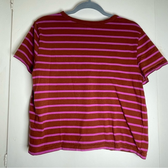 Vintage GAP Burgundy and Magenta Striped Tee Girls Large - Picture 2 of 6